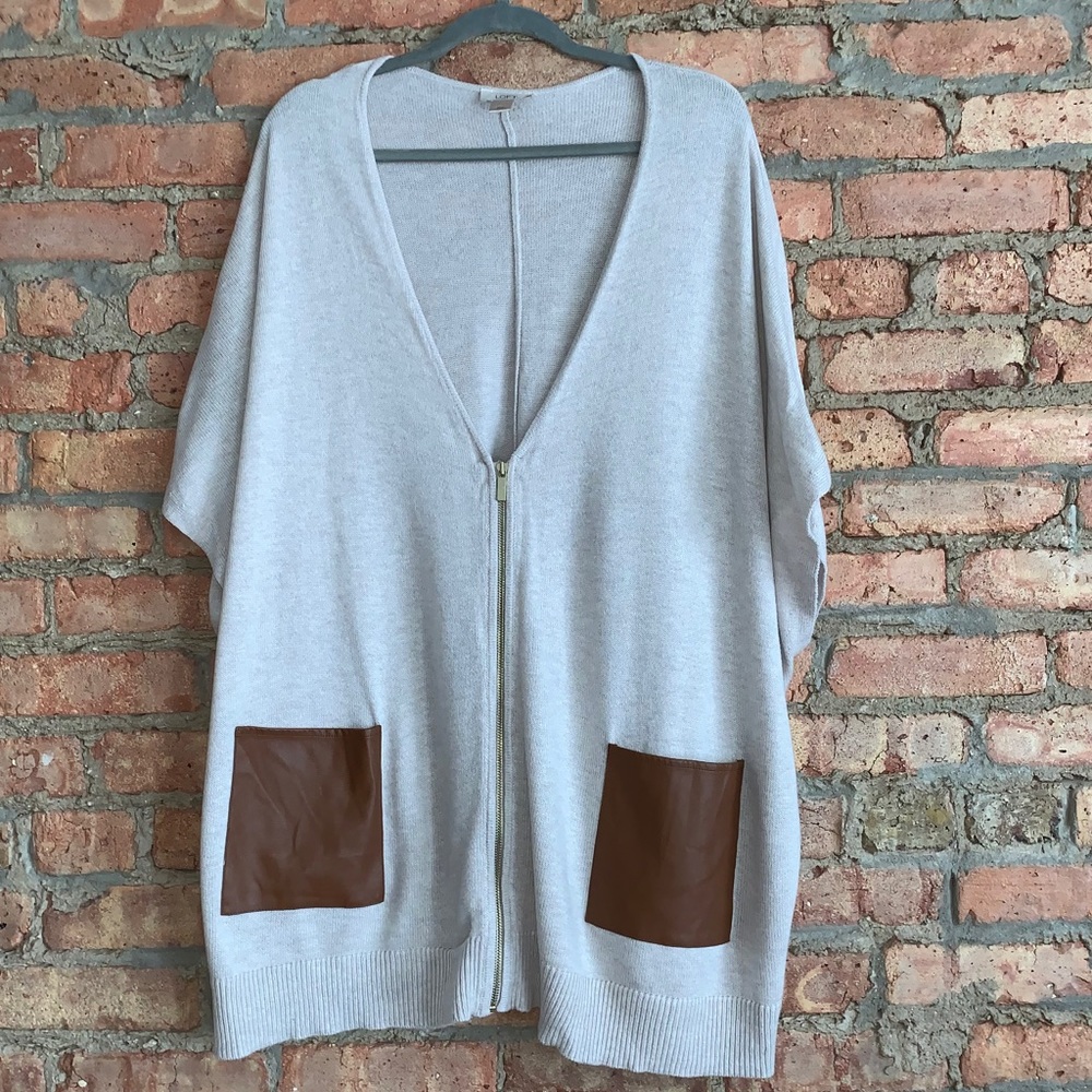 LOFT Cardigan with Brown Leather Pockets